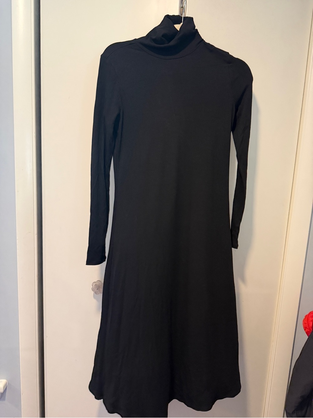 Classic Black Long-Sleeve Turtleneck Dress